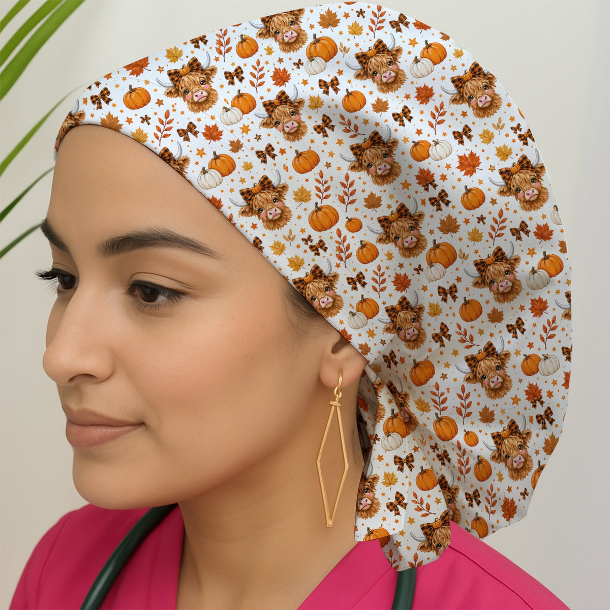 Fall Highland Cow Scrub Cap