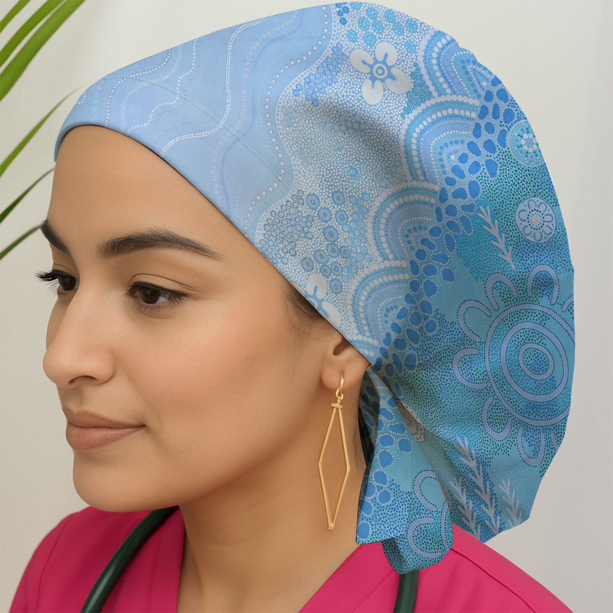 Floral Mandala Dot Scrub Cap
