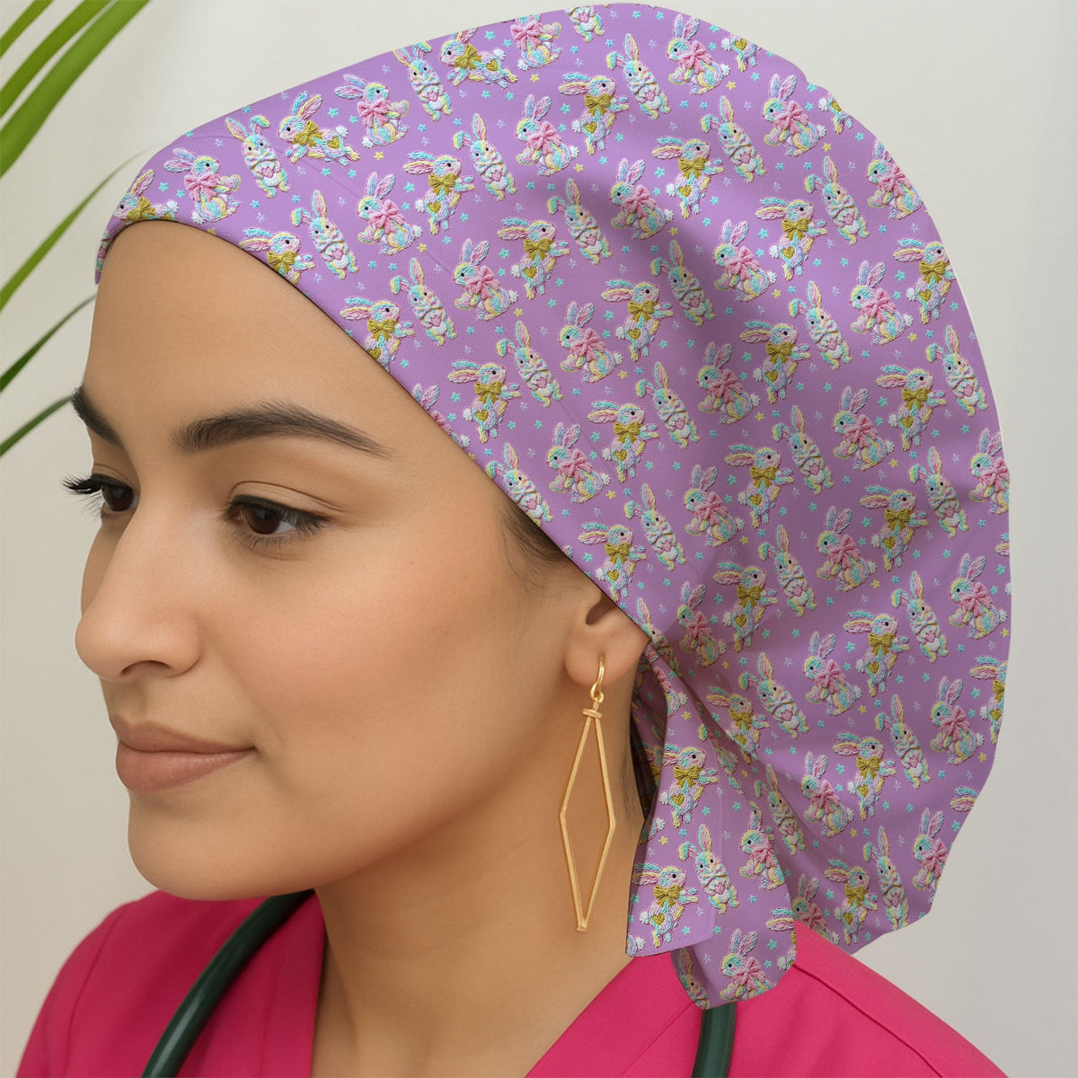 Cartoon Bunny Scrub Cap