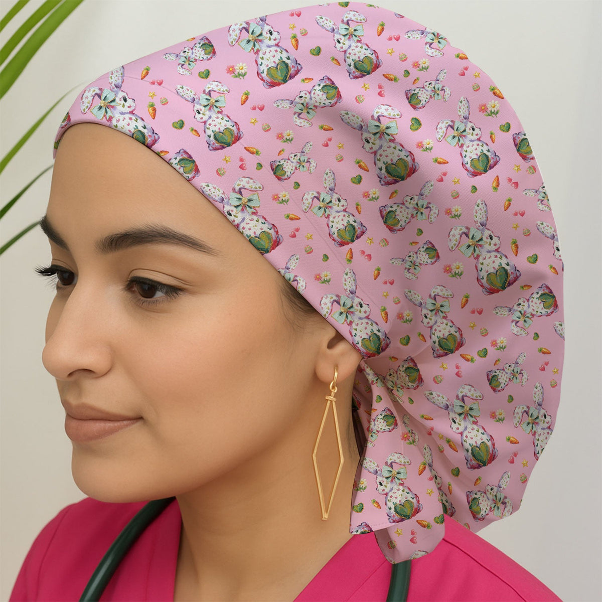 Pastel Bunny Easter Scrub Cap