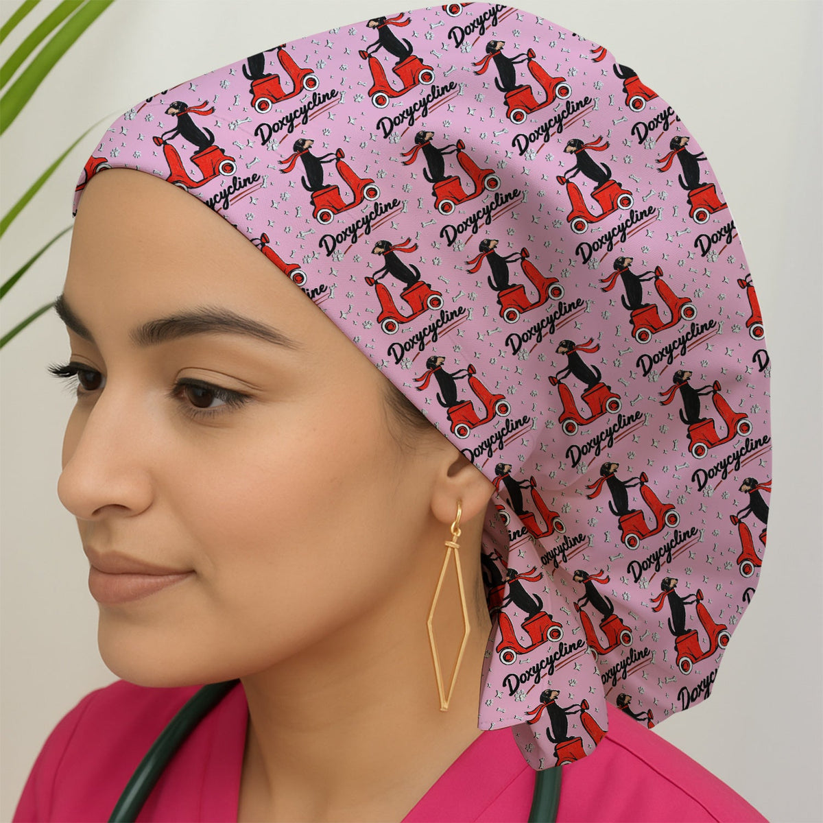 Dachshund Riding Scooter Scrub Cap