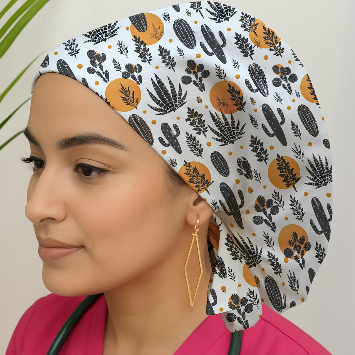 Desert Cactus Orange Sun Scrub Cap