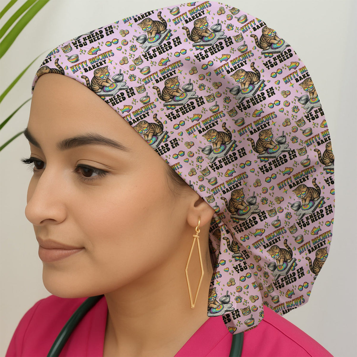 Pride Nurse Cat Baking Scrub Cap