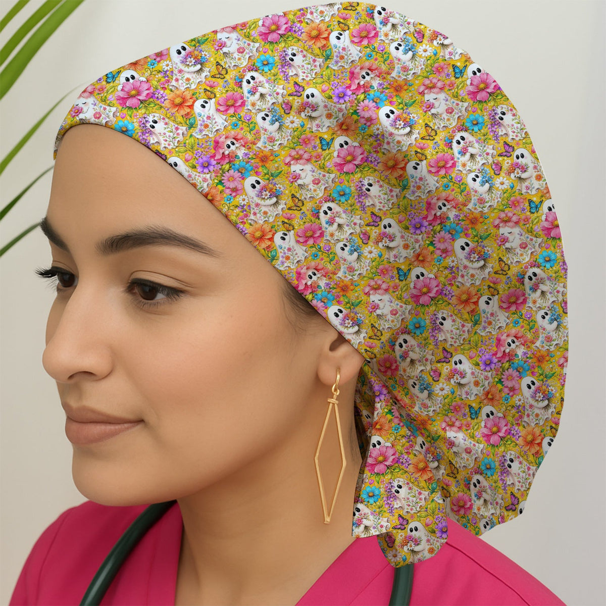 Floral Ghosts Butterflies Scrub Cap