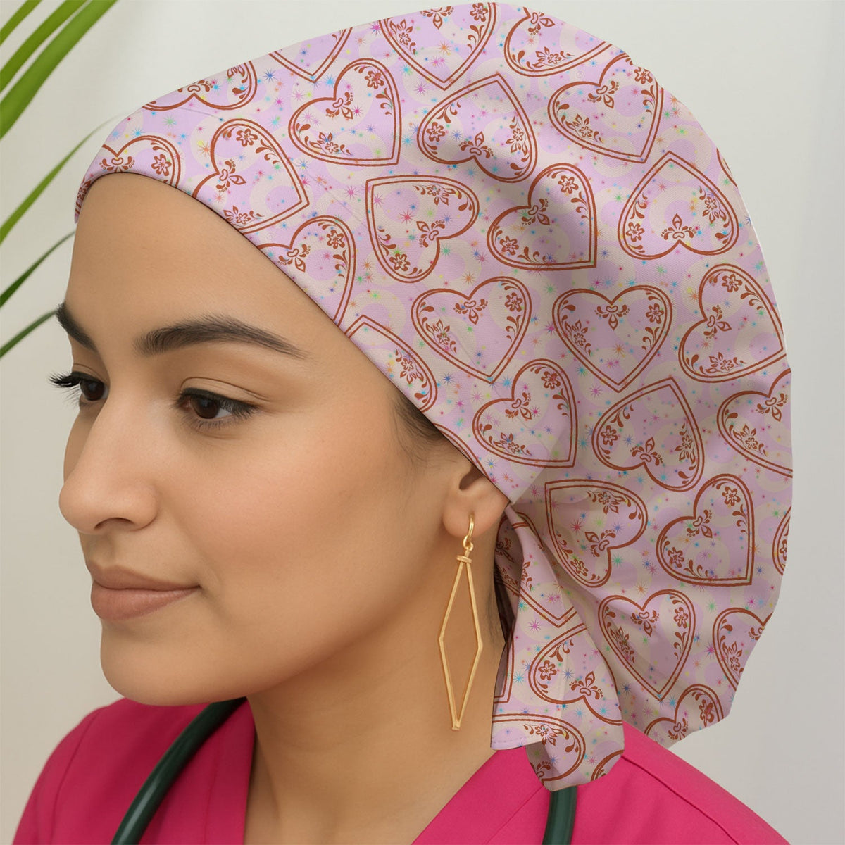 Valentine Hearts Scrub Cap
