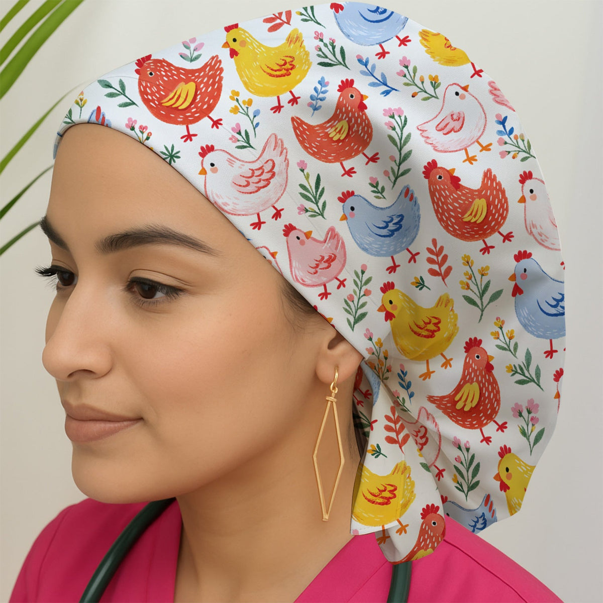 Fun Cartoon Hen Scrub Cap