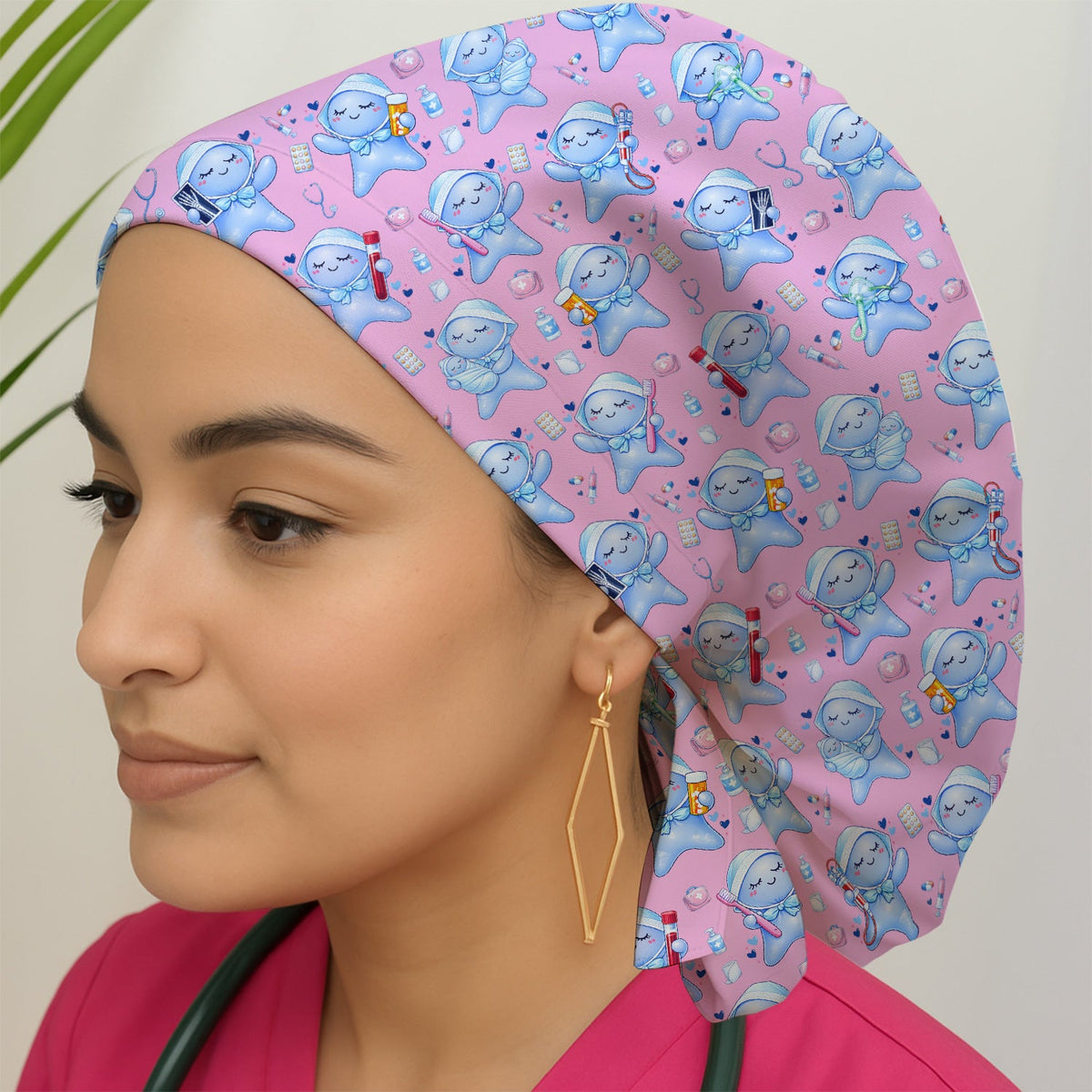 Dental Tooth Character Scrub Cap