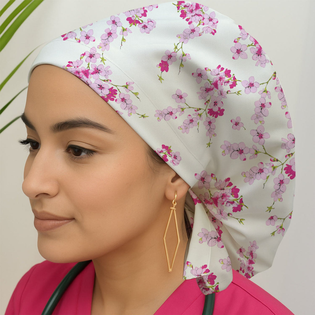 Elegant Cherry Blossom Scrub Cap