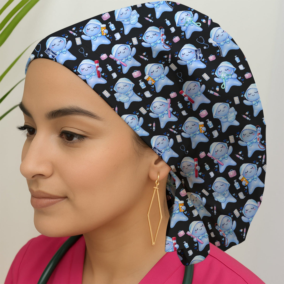 Dental Tooth Character Scrub Cap
