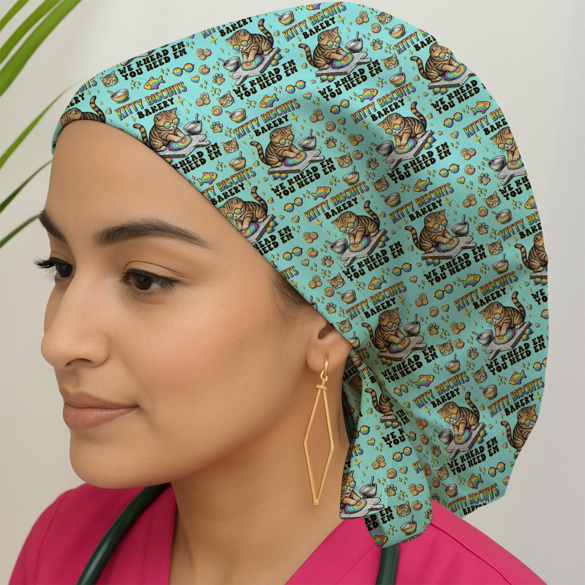 Pride Nurse Cat Baking Scrub Cap
