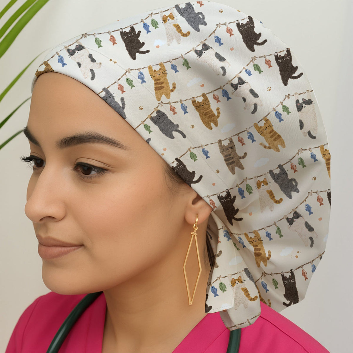 Hanging Cat Fishline Scrub Cap