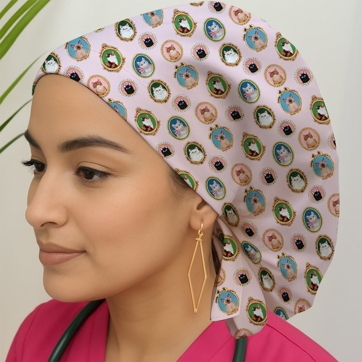 Vintage Cat Portrait Scrub Cap