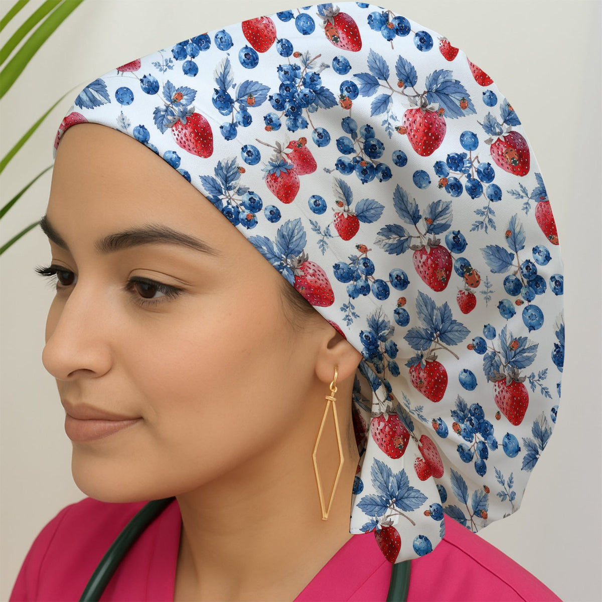 Strawberry Blueberry Ladybug Scrub Cap
