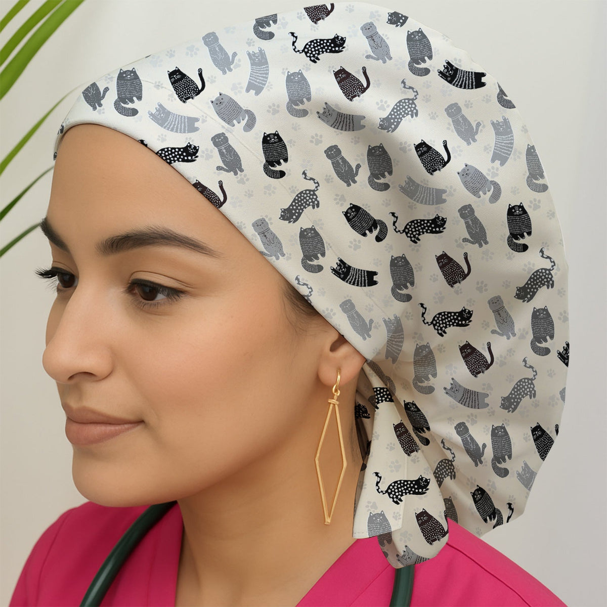 Cat Paw Print Scrub Cap