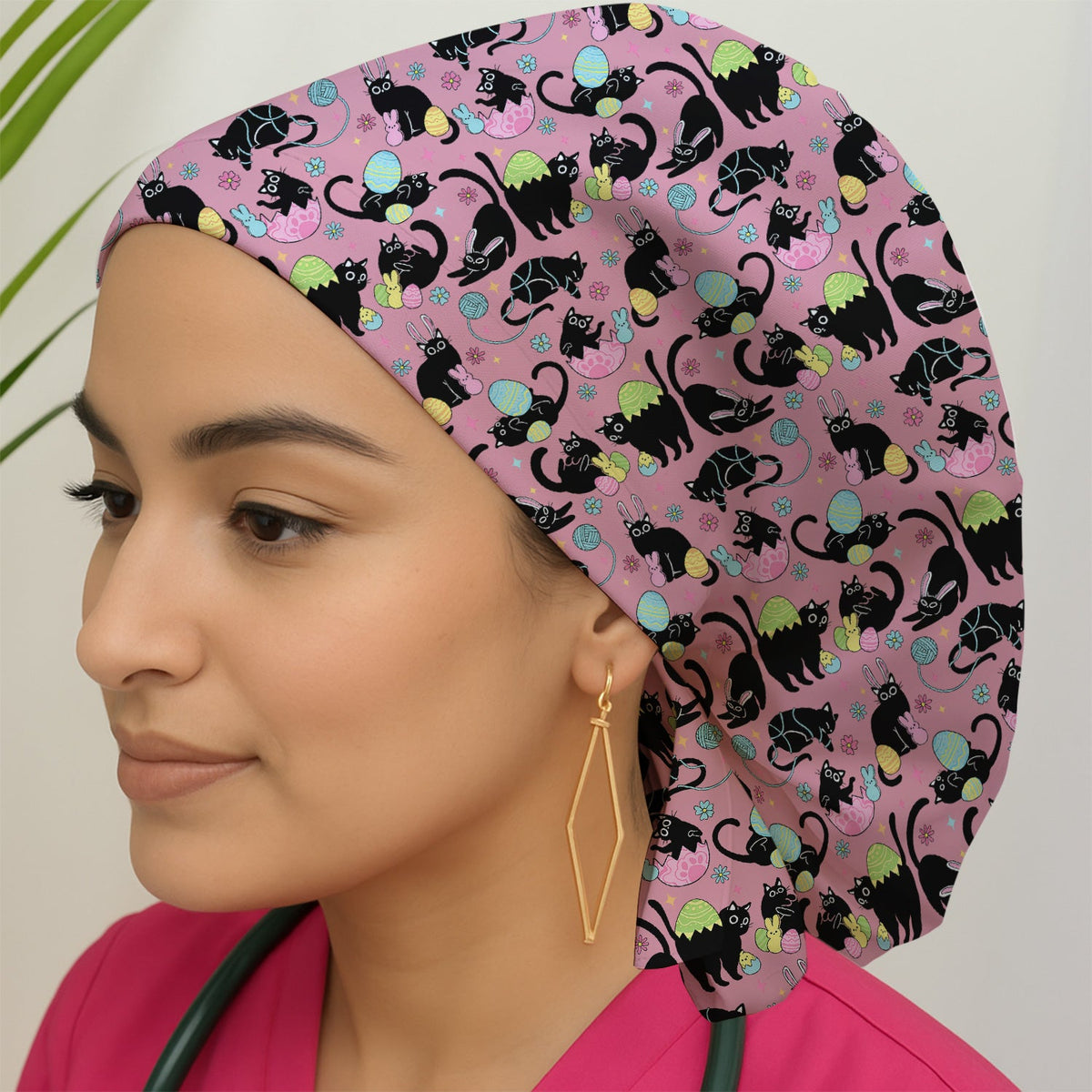 Black Cat Egg Scrub Cap - Easter Gift