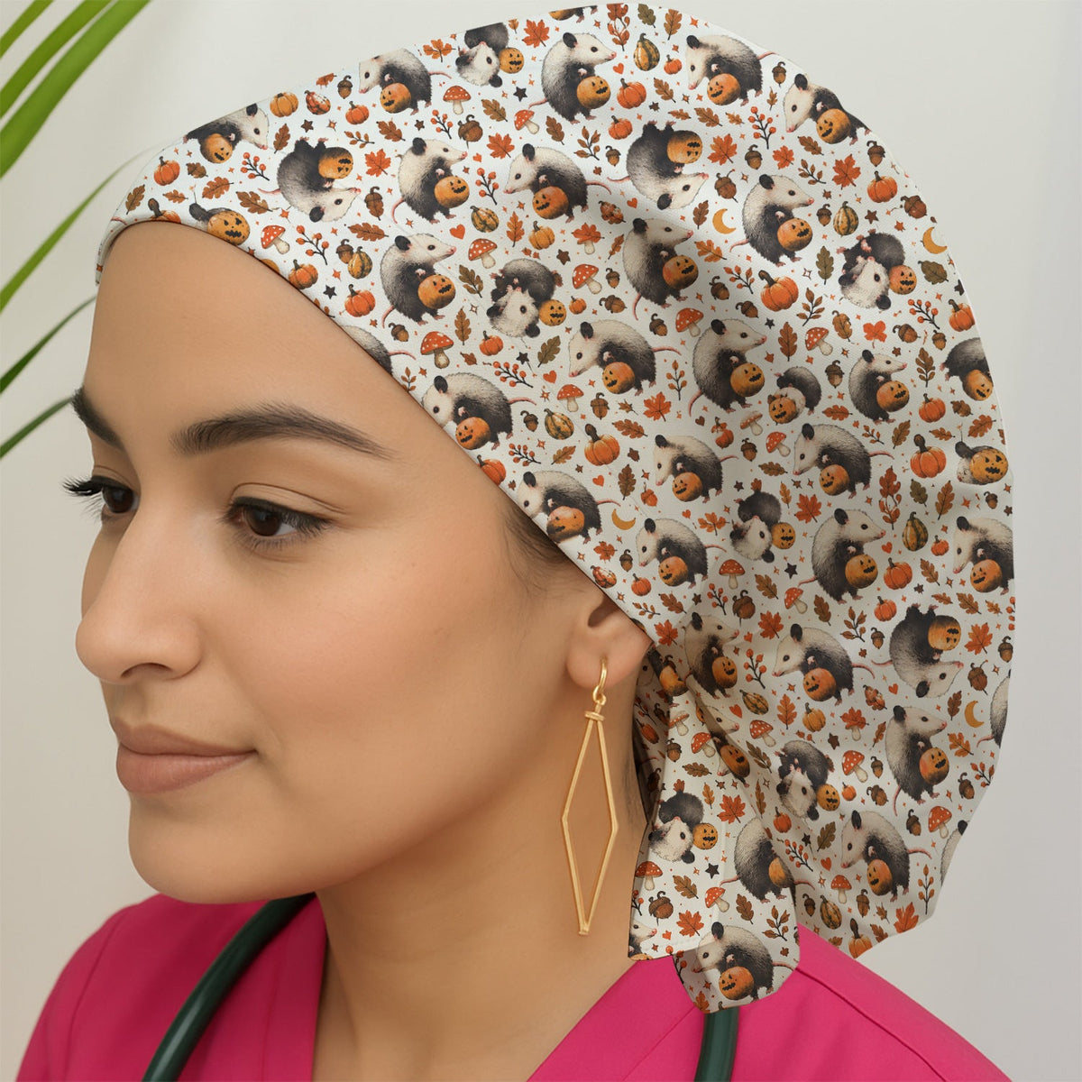Opossum Pumpkin Patch Scrub Cap - Halloween Gift For Nurse