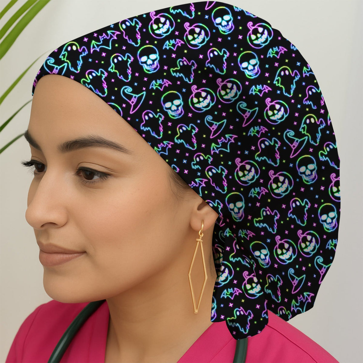 Pumpkin Skull Spooky Scrub Cap
