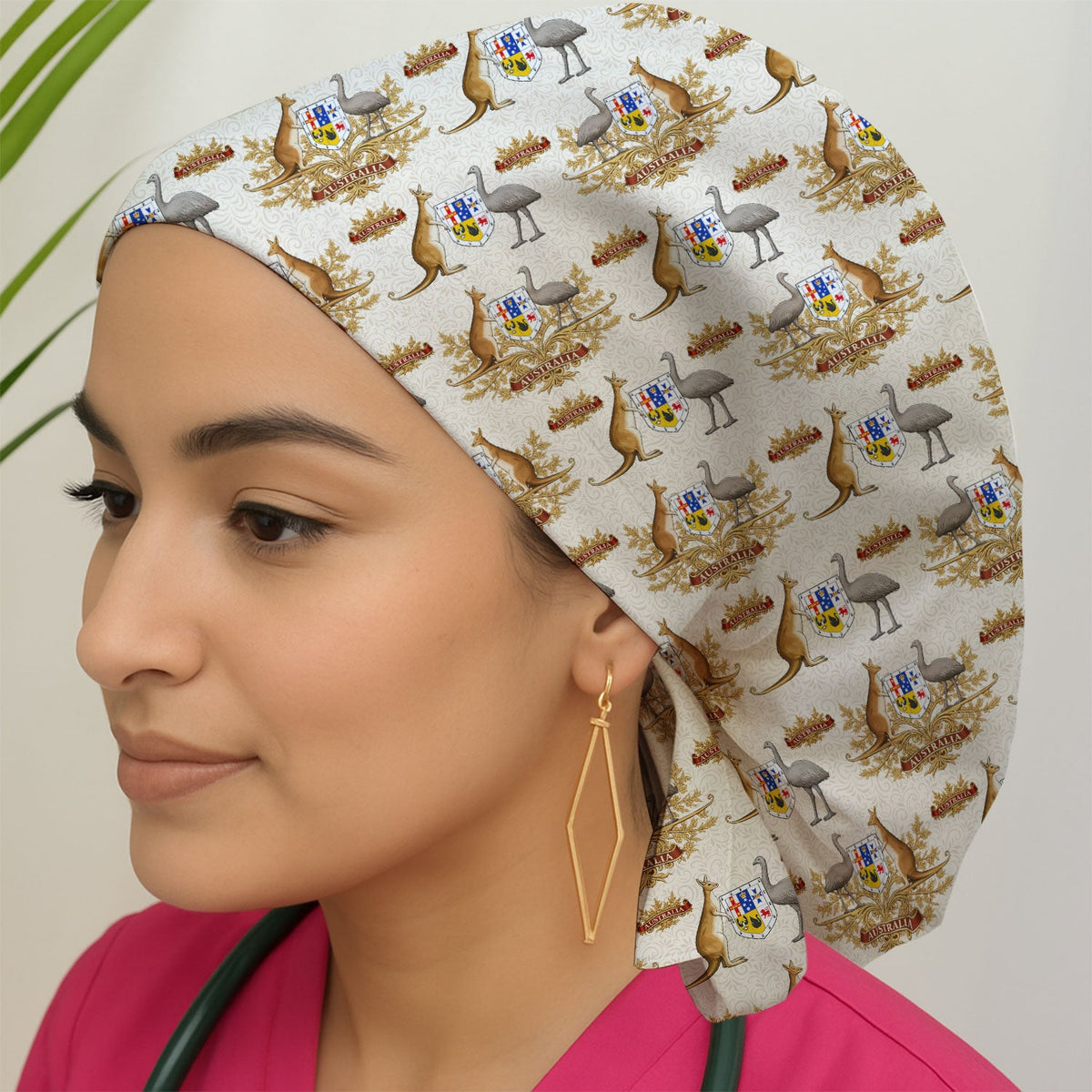 Australian Kangaroo Emu Coat Of Arms Scrub Cap