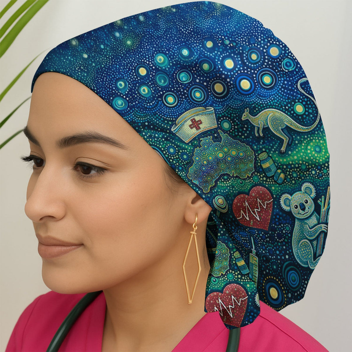 Aboriginal Australia Kangaroo Koala Scrub Cap