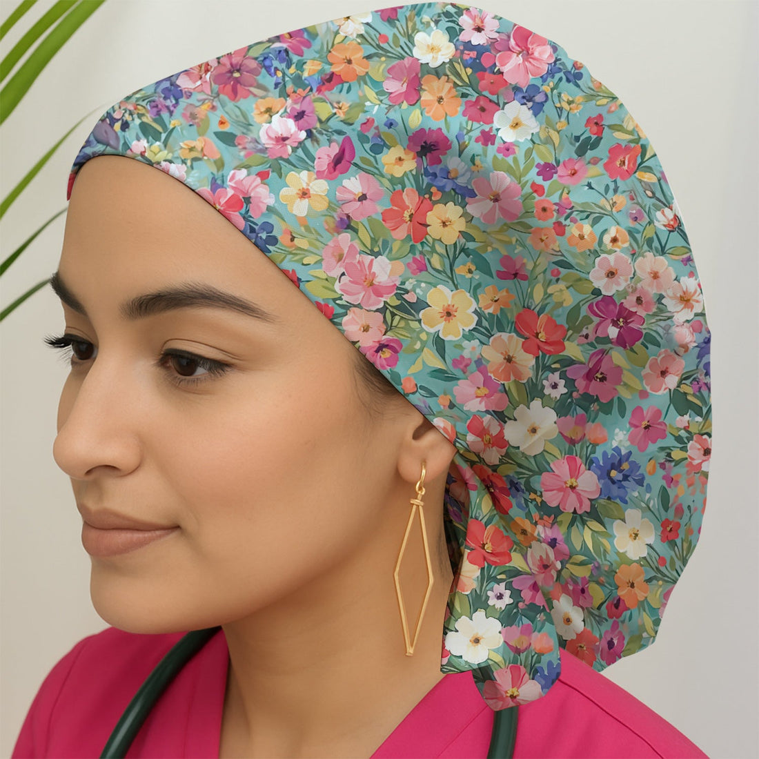 Colorful Wildflower Garden Bloom Scrub Cap