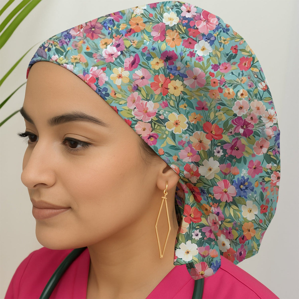 Colorful Wildflower Garden Bloom Scrub Cap