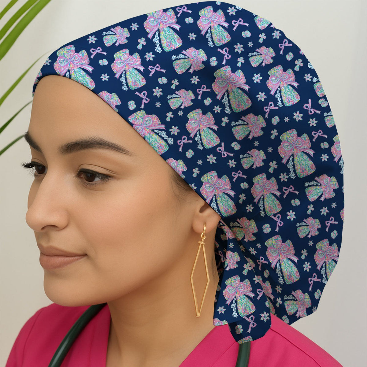 Colorful Bow Scrub Cap