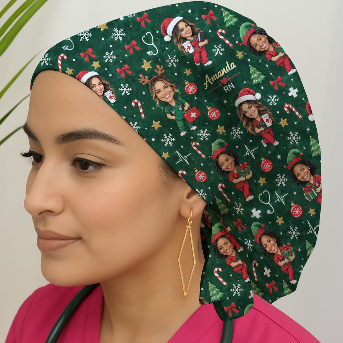 Personalized Christmas Photo Scrub Cap