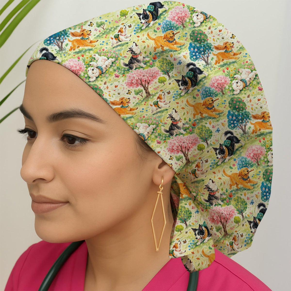 Spring Garden Dogs Scrub Cap