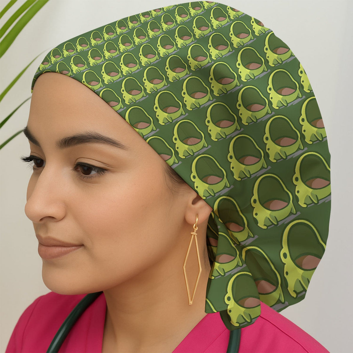 Green Frog Cartoon Scrub Cap