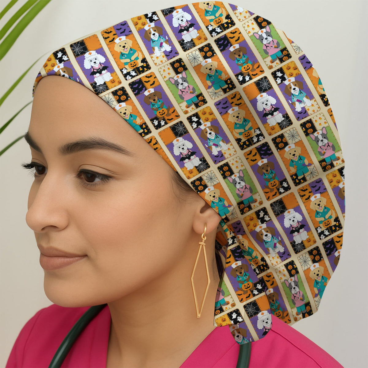 Spooky Dog Veterinary Scrub Cap