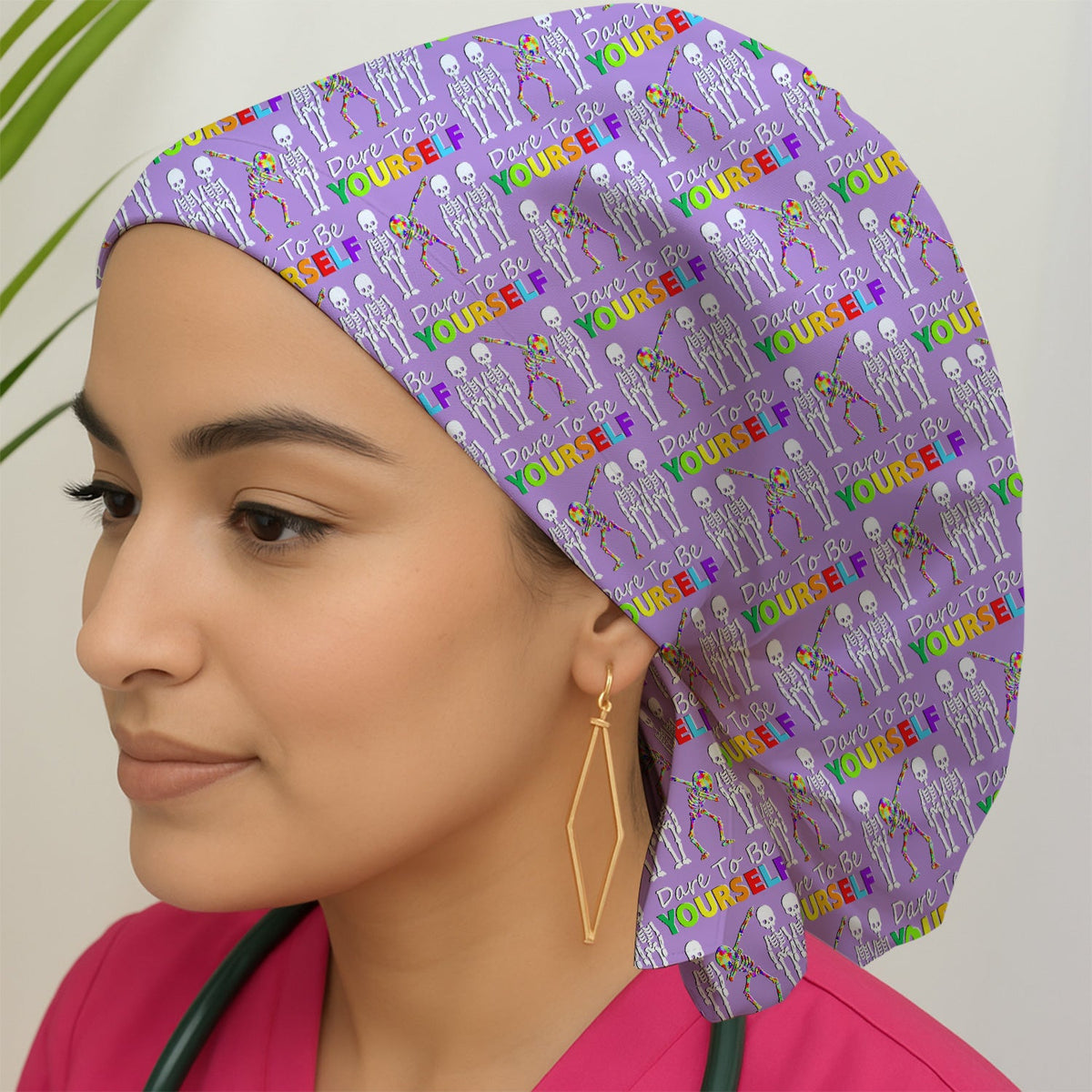 Rainbow Skeleton Dare To Be Yourself Scrub Cap
