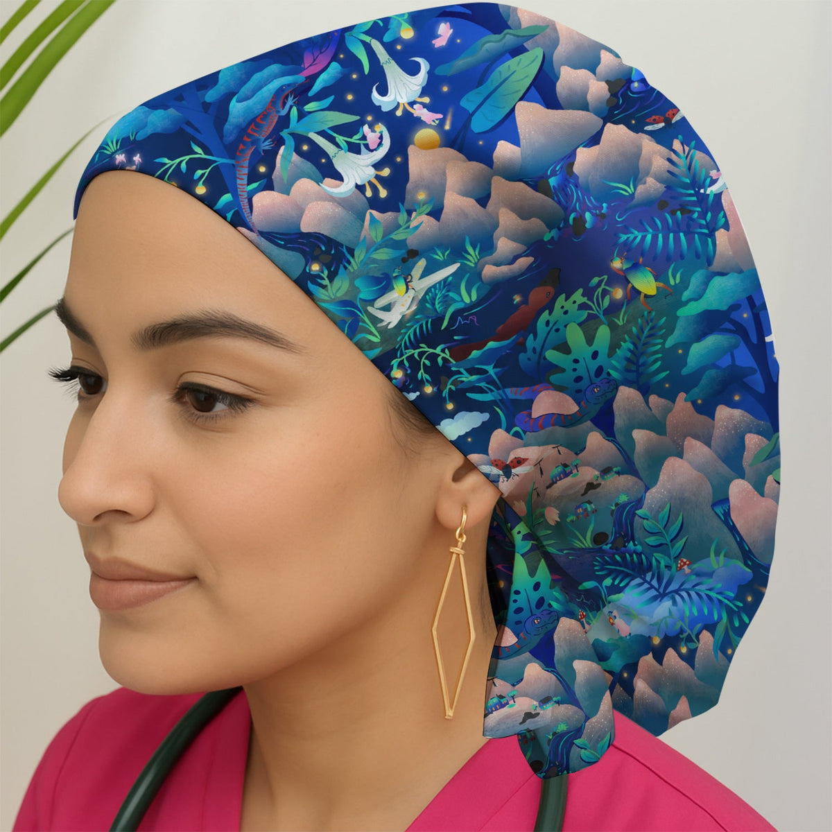 Whimsical Mountain Bug Scrub Cap