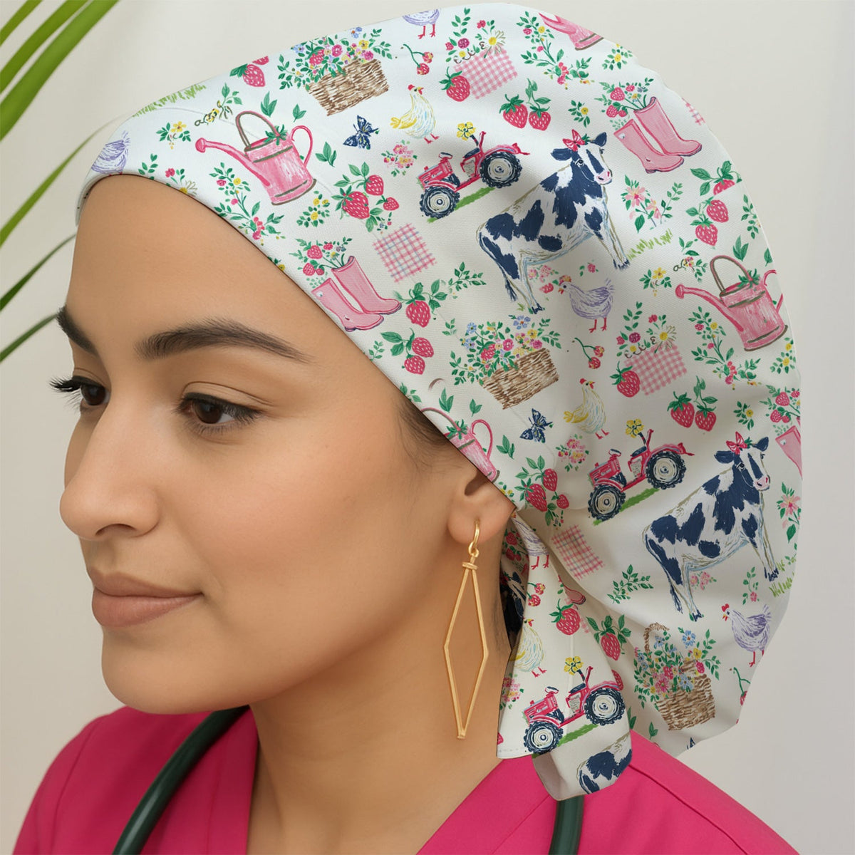 Strawberry Cow Farm Style Scrub Cap