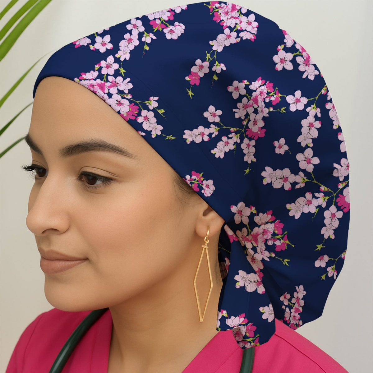 Elegant Cherry Blossom Scrub Cap