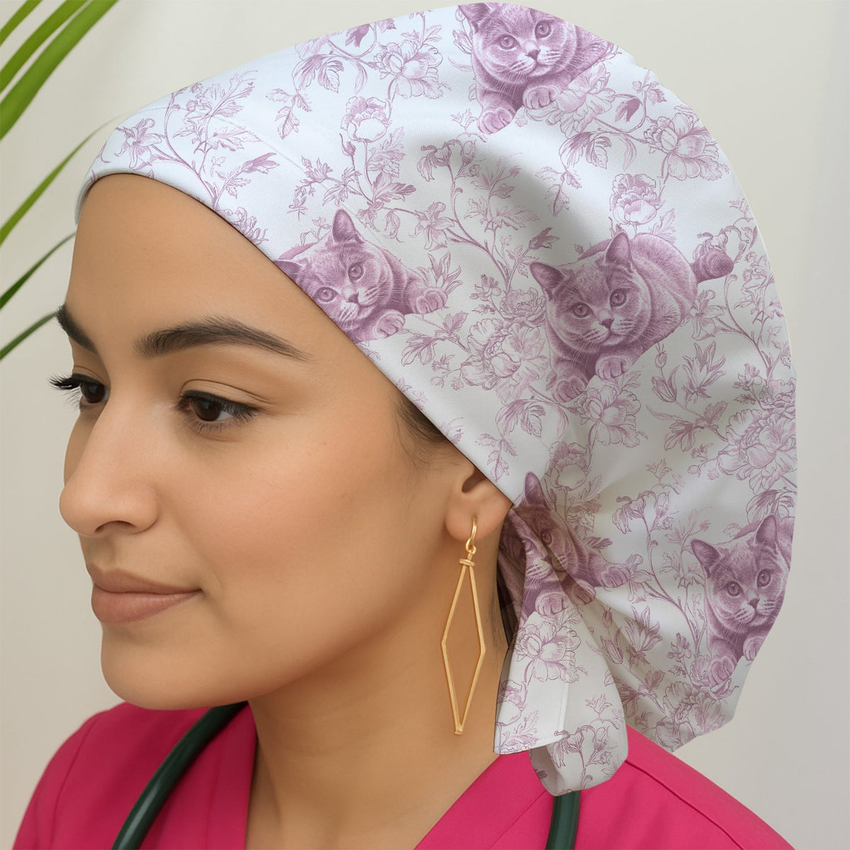 Dog Cat Chinoiserie Scrub Cap