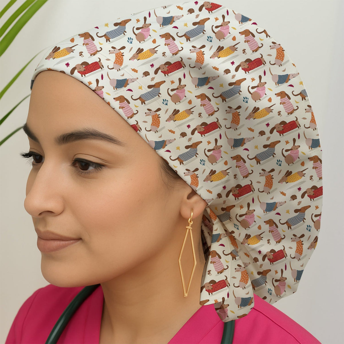 Cute Autumn Dachshund Scrub Cap