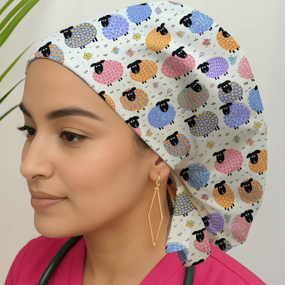 Colorful Sheep Scrub Cap
