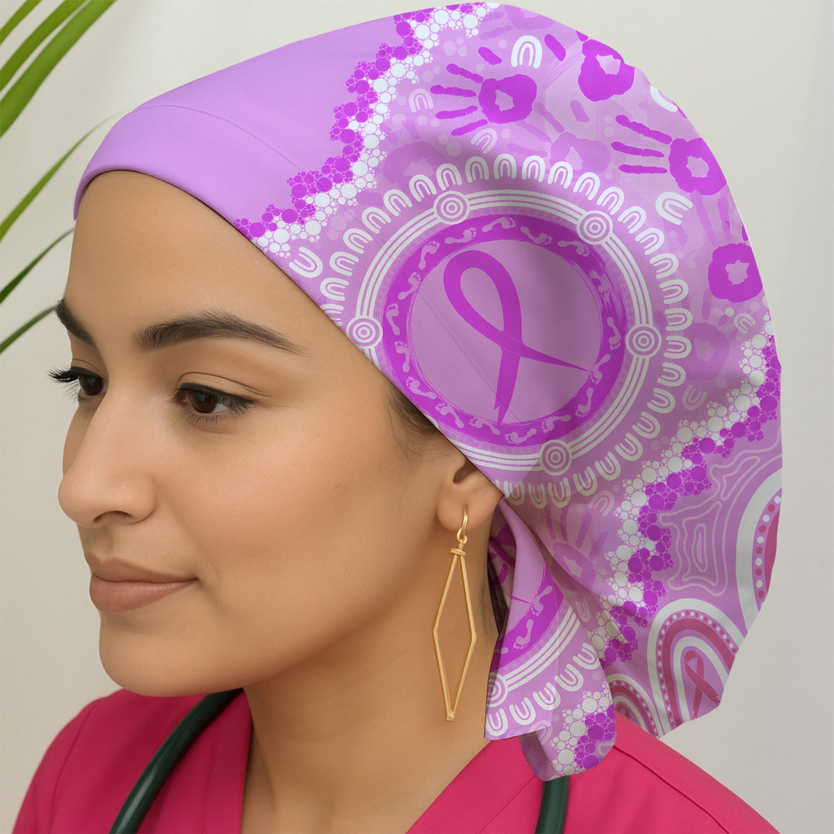 Pink Ribbon Scrub Cap