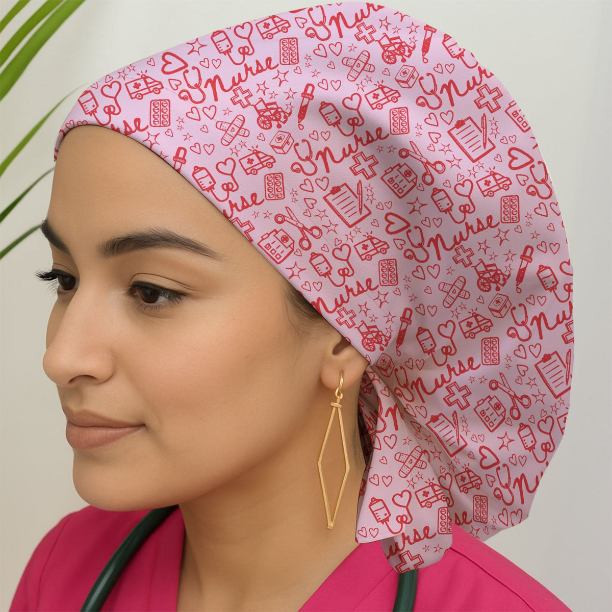 Heart Medical Scrub Cap