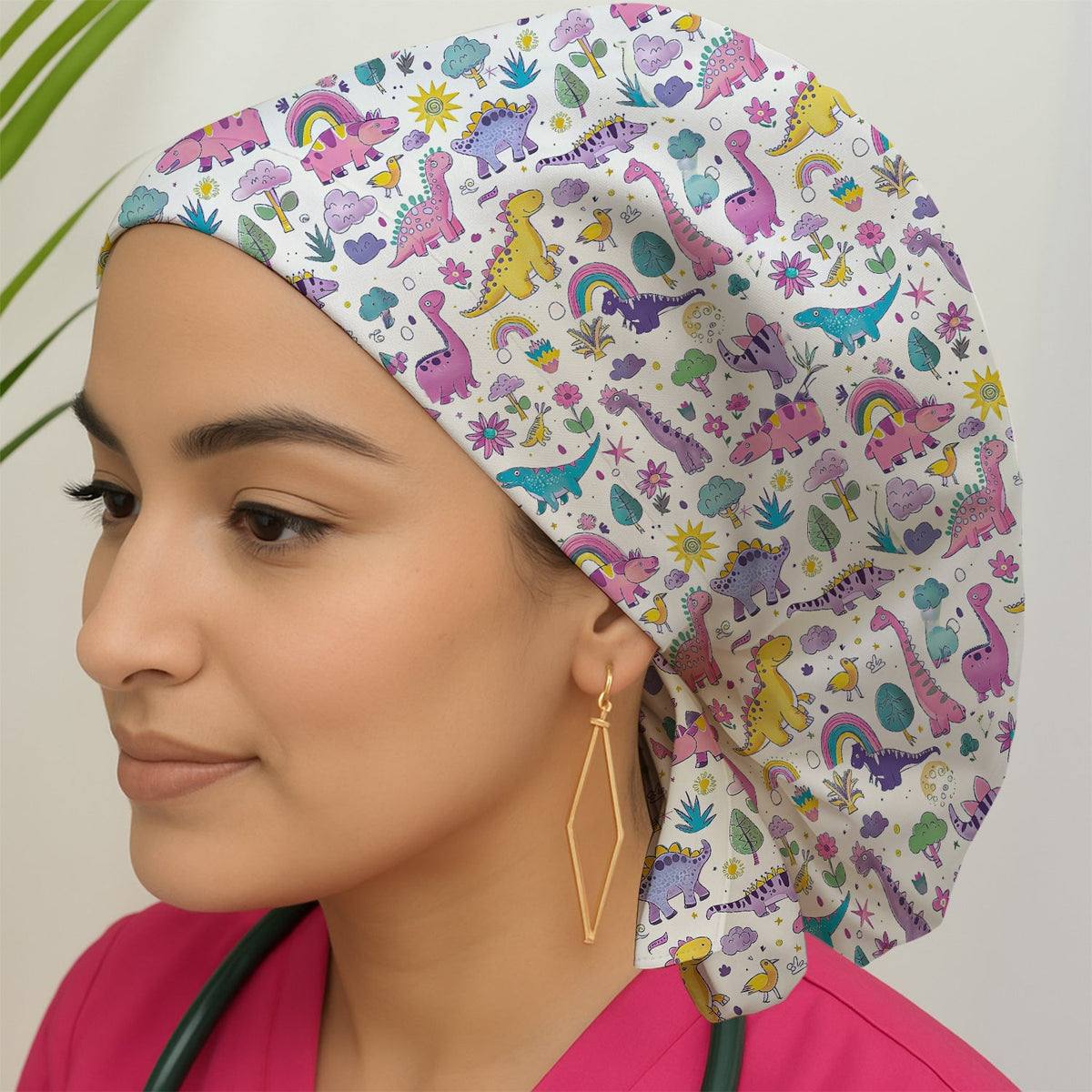 Dinosaur Rainbow Scrub Cap