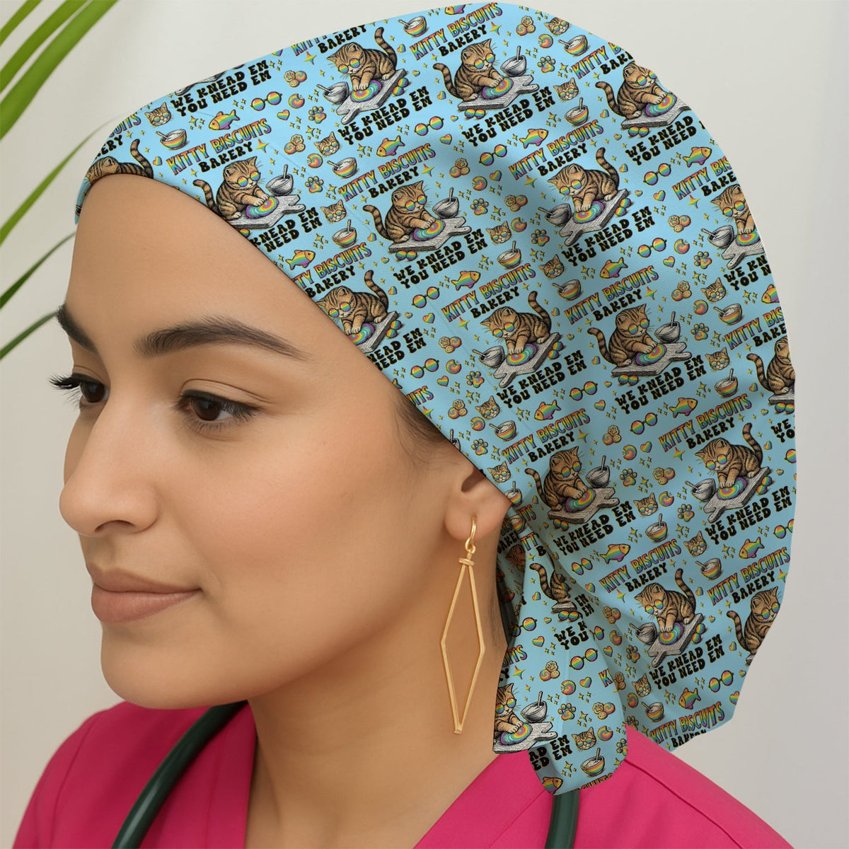 Pride Nurse Cat Baking Scrub Cap