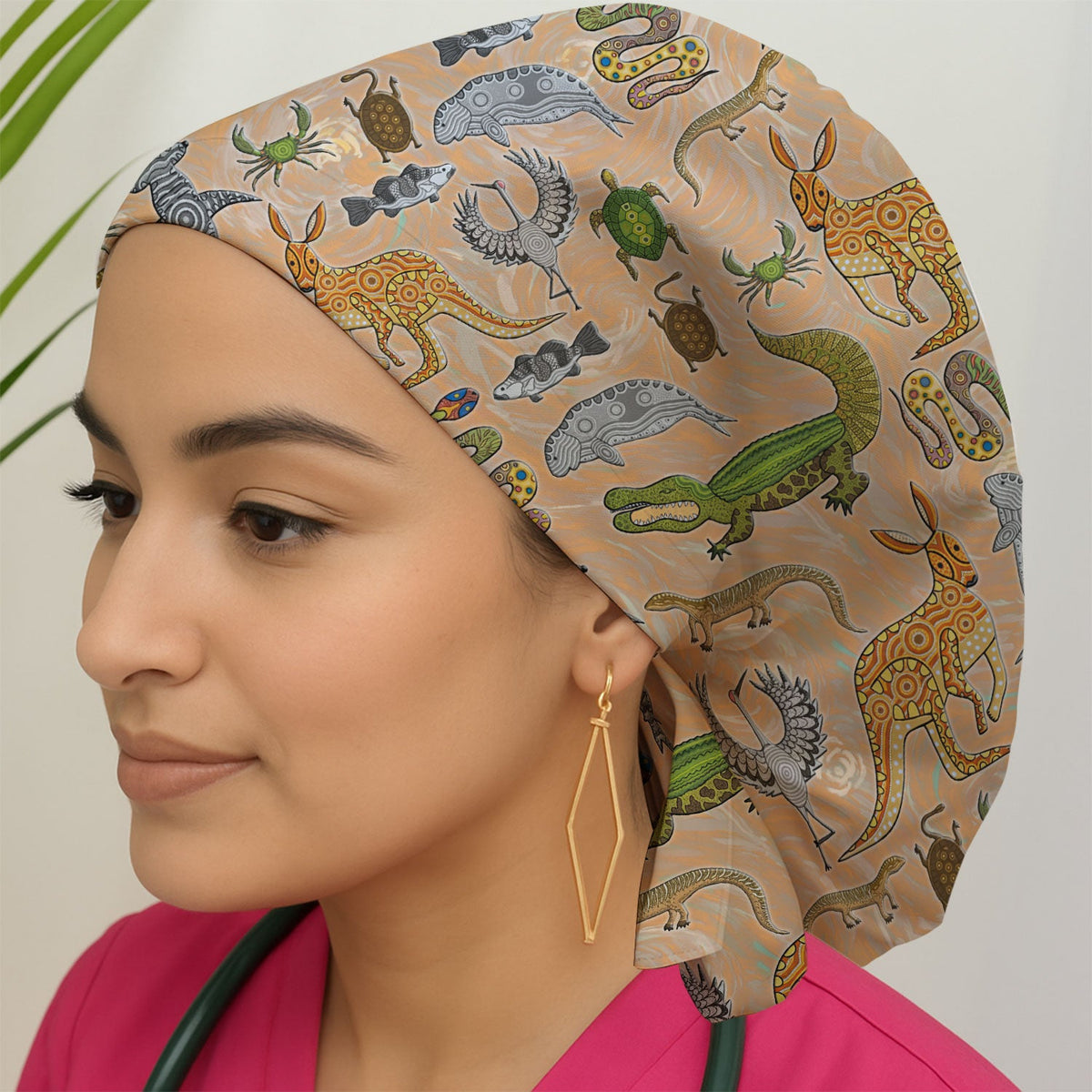Crocodile Turtle Snake Scrub Cap