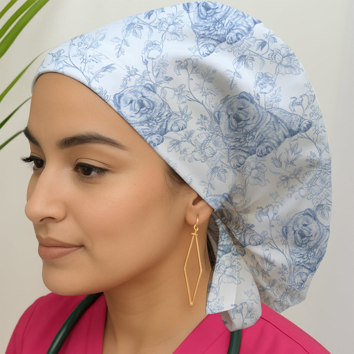 Dog Cat Chinoiserie Scrub Cap