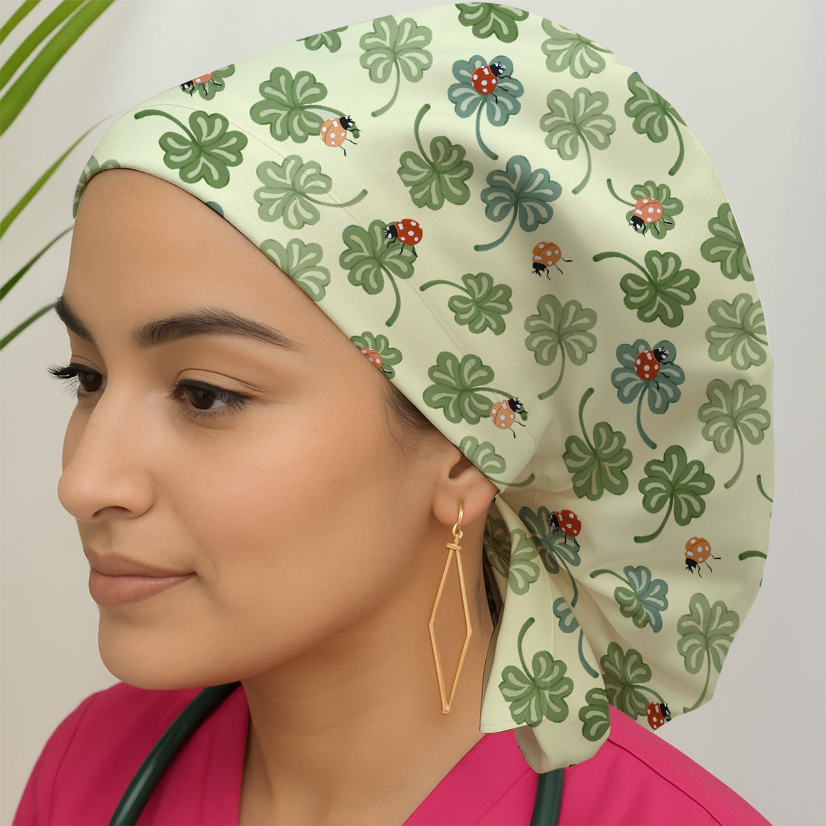 Clover And Ladybug Lucky Garden Scrub Cap