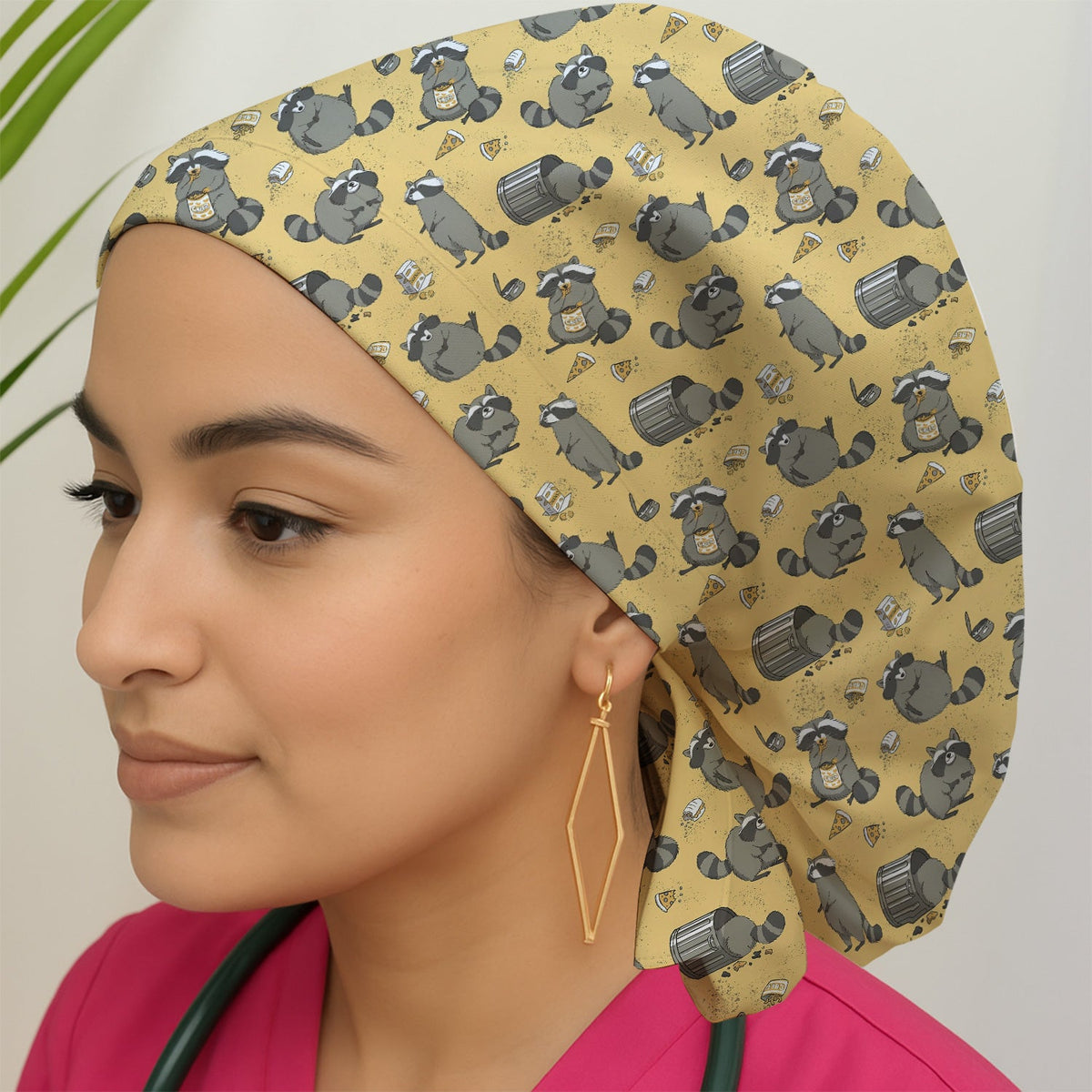 Raccoon Snack Trash Can Scrub Cap