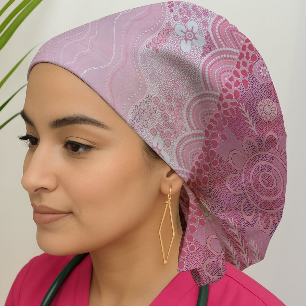 Floral Mandala Dot Scrub Cap