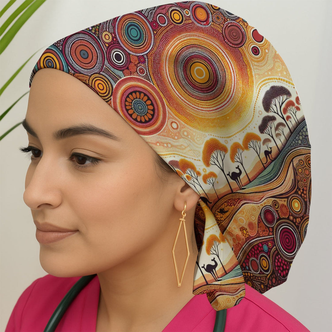 Aboriginal Kangaroo Art Scrub Cap