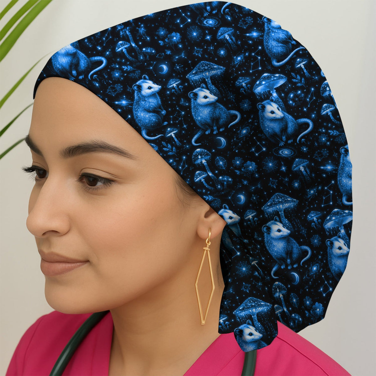 Celestial Blue Opossum Mushroom Scrub Cap