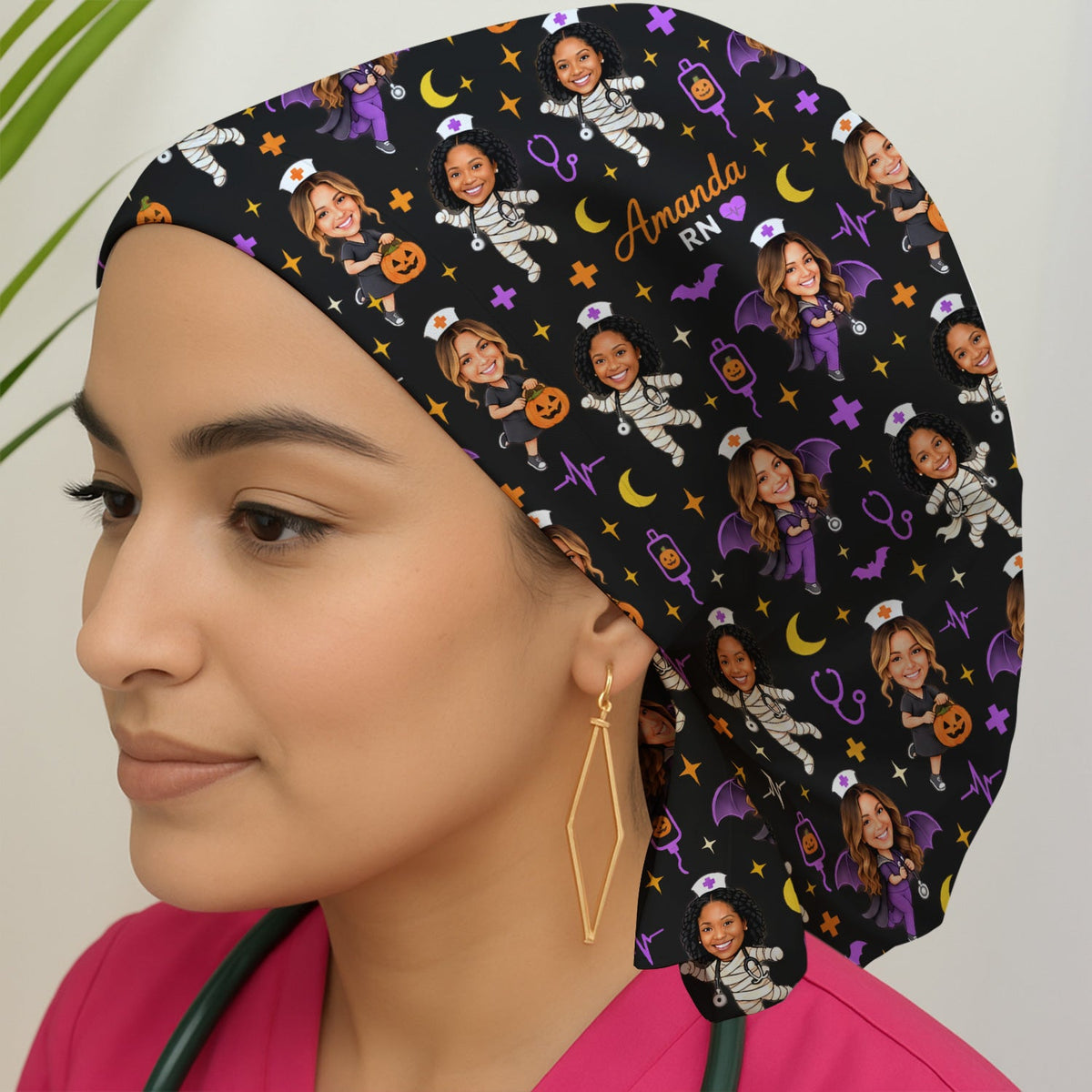 Personalized Halloween Photo Scrub Cap