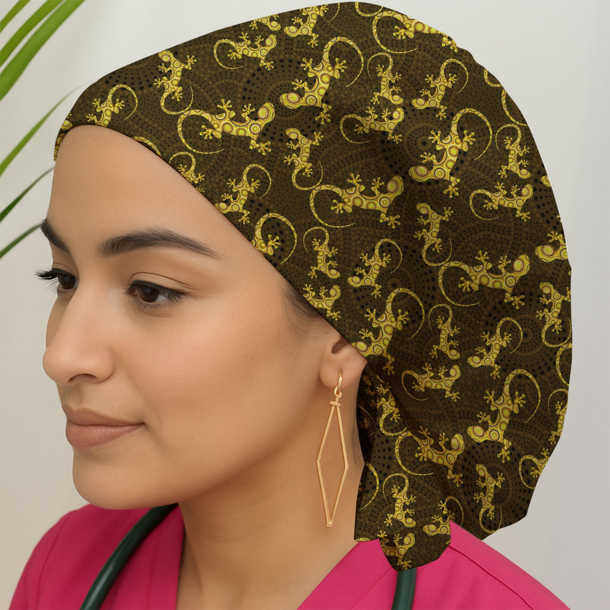 Australian Gecko Dot Art Scrub Cap